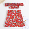 Two Piece Swimsuit Sexy Lovely Off the Shoulder Floral Print Shirring Swimwear