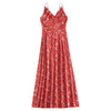 Spaghetti Strap Dress Flounce Backless Split High-waisted Floral Print