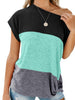 Color Block Skew Neck T-shirt