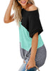 Color Block Skew Neck T-shirt