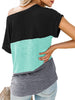 Color Block Skew Neck T-shirt