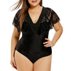 Lace Insert Plus Size Convertible One-piece Swimwear
