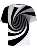 Striped Swirl Print Short Sleeve T Shirt