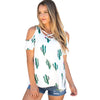 Cold Shoulder Cactus Print Blouse