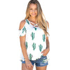 Cold Shoulder Cactus Print Blouse