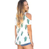 Cold Shoulder Cactus Print Blouse