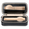 Portable 2 Grids Watch Case PU Leather Storage Box with Zipper