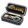 Portable 2 Grids Watch Case PU Leather Storage Box with Zipper