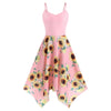 Plus Size Sunflower Print Handkerchief Dress