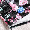 Plus Size Tankini Spaghetti Strap Ruffled Floral Print High Waist Wire Free Two Piece Swimwear