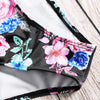 Plus Size Tankini Spaghetti Strap Ruffled Floral Print High Waist Wire Free Two Piece Swimwear