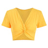 Plunge Neck Twist Front Crop Top