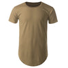 Men T-shirt Casual Round Neck Asymmetric U Hem Split Side Solid Color Top
