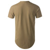 Men T-shirt Casual Round Neck Asymmetric U Hem Split Side Solid Color Top