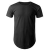 Men T-shirt Casual Round Neck Asymmetric U Hem Split Side Solid Color Top