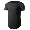 Men T-shirt Casual Round Neck Asymmetric U Hem Split Side Solid Color Top