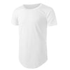 Men T-shirt Casual Round Neck Asymmetric U Hem Split Side Solid Color Top
