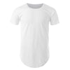 Men T-shirt Casual Round Neck Asymmetric U Hem Split Side Solid Color Top