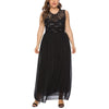 Plus Size Dress Fashion Sequin Applique Lace Party