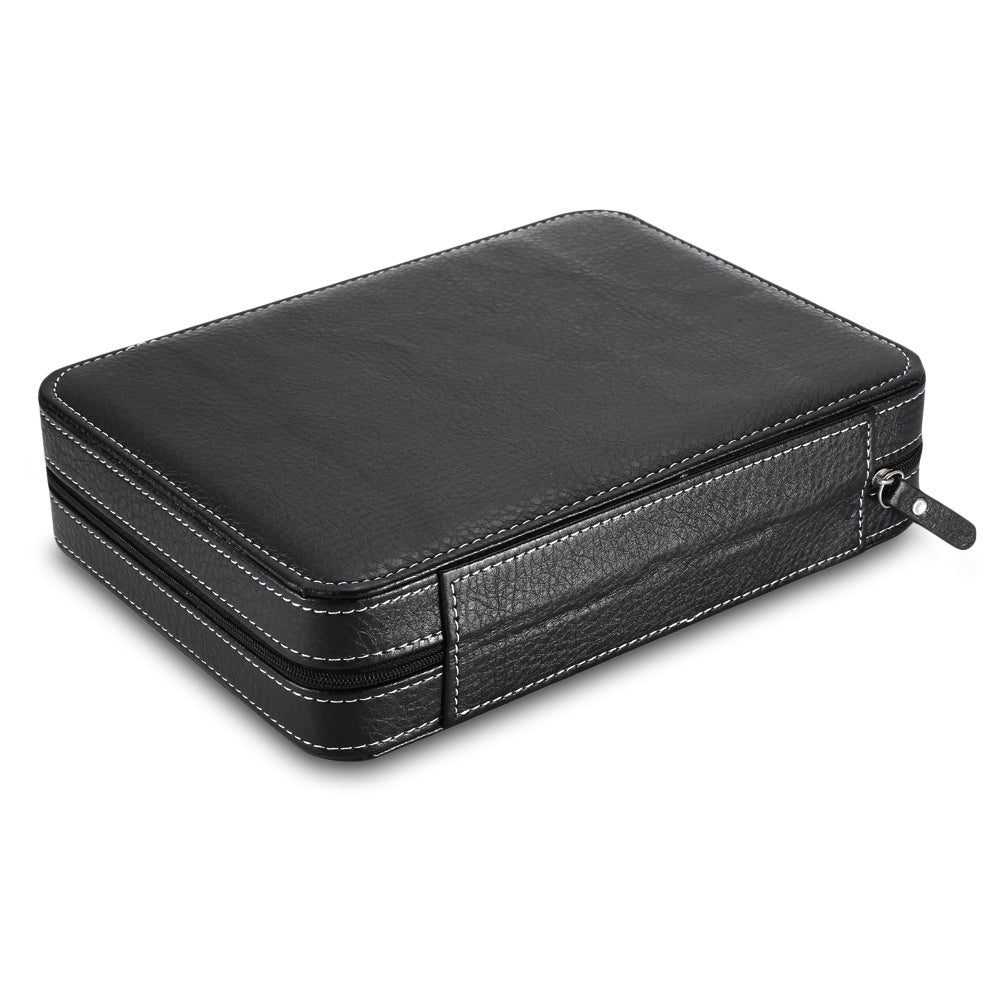 Portable 8 Grids Watch Case PU Leather Storage Box with Zipper