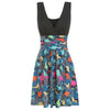 V Neck Ruched Dinosaur Print Sleeveless Dress