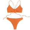 Lace-up Solid Color Padded Bikini Set High Cut Bottom Women Swimwear