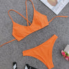 Lace-up Solid Color Padded Bikini Set High Cut Bottom Women Swimwear
