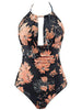 Halter Flower Backless One-Piece Swimsuit