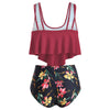Flounce Floral Plus Size High Waisted Bikini Set