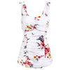 Women Tank Top Ruched Flower Sweetheart Neck