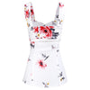 Women Tank Top Ruched Flower Sweetheart Neck