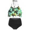 Coconut Palm Flounce Halter Bikini Set