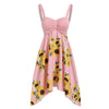 Asymmetric Sunflower Ruched Casual Dress