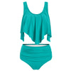 Flounces Layered Solid Tankini Set