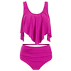 Flounces Layered Solid Tankini Set