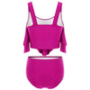 Flounces Layered Solid Tankini Set