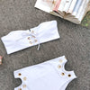 Ring Lace-up Bandeau Bikini Set Padded High Waist Cut Out Women Swimwear