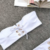 Ring Lace-up Bandeau Bikini Set Padded High Waist Cut Out Women Swimwear