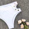 Ring Lace-up Bandeau Bikini Set Padded High Waist Cut Out Women Swimwear