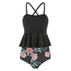 Scalloped Trim Floral Tankini Set