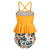 Scalloped Trim Floral Tankini Set