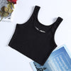 Women Tank Top Sexy Scoop Neck Close-fitting Embroidery Animal Patter Short Vest
