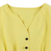 Vintage V Neck Women Dress Solid Color Sleeveless Button High Waist Big Hem