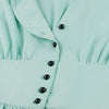 Vintage V Neck Women Dress Solid Color Sleeveless Button High Waist Big Hem