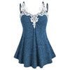 Plus Size Marled Contrast Lace Tank Top