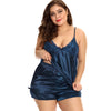 Plus Size Lace Insert Bowknot Satin Pajama Set