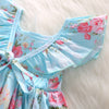 1259 Girls Polyester Printed Floral Ruffled Hem Dress