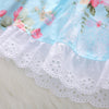 1259 Girls Polyester Printed Floral Ruffled Hem Dress