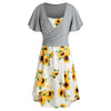 Knotted Top and Sunflower Overlap Dress Set