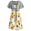 Knotted Top and Sunflower Overlap Dress Set